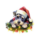 Christmas Sleeping Miniature Schnauzer Fabric Panel - ineedfabric.com