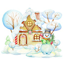 Christmas Snowman House Fabric Panel - ineedfabric.com