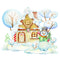 Christmas Snowman House Fabric Panel - ineedfabric.com