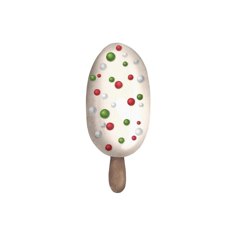 Christmas Sprinkles Popsicle Fabric Panel - White - ineedfabric.com