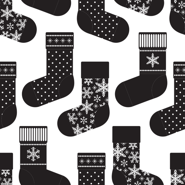 Christmas Stockings Allover Fabric - Black/White - ineedfabric.com