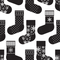 Christmas Stockings Allover Fabric - Black/White - ineedfabric.com