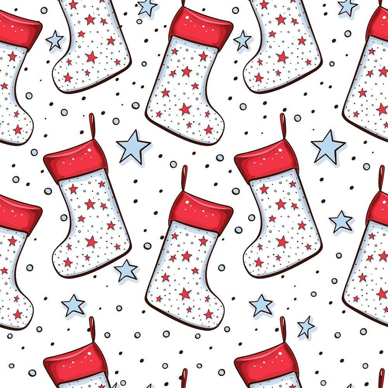 Christmas Stockings on Stars - White - ineedfabric.com