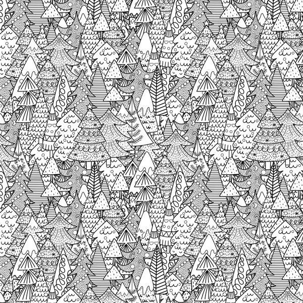 Christmas Tree Forest Fabric - Black - ineedfabric.com