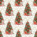 Christmas Tree on Geometrics Squares - Gold - ineedfabric.com