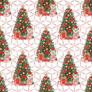 Christmas Tree on Geometrics Squares - Red - ineedfabric.com