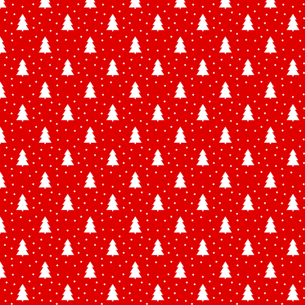 Christmas Tree & Snow Fabric - Red - ineedfabric.com