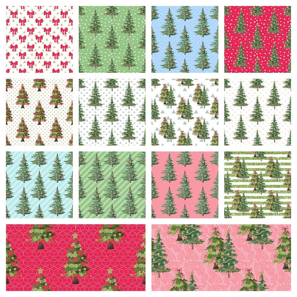 Christmas Trees Charm Pack - 14 Pieces - ineedfabric.com