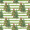 Christmas Trees on Horizontal Stripes Fabric - Green - ineedfabric.com