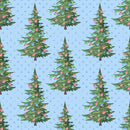 Christmas Trees & Triangles Fabric - Blue - ineedfabric.com