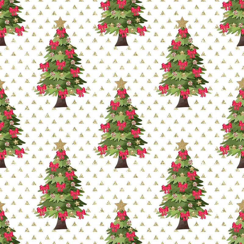 Christmas Trees & Triangles Fabric - Gold - ineedfabric.com