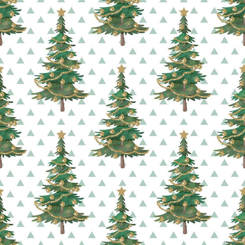 Christmas Trees & Triangles Fabric - Green - ineedfabric.com