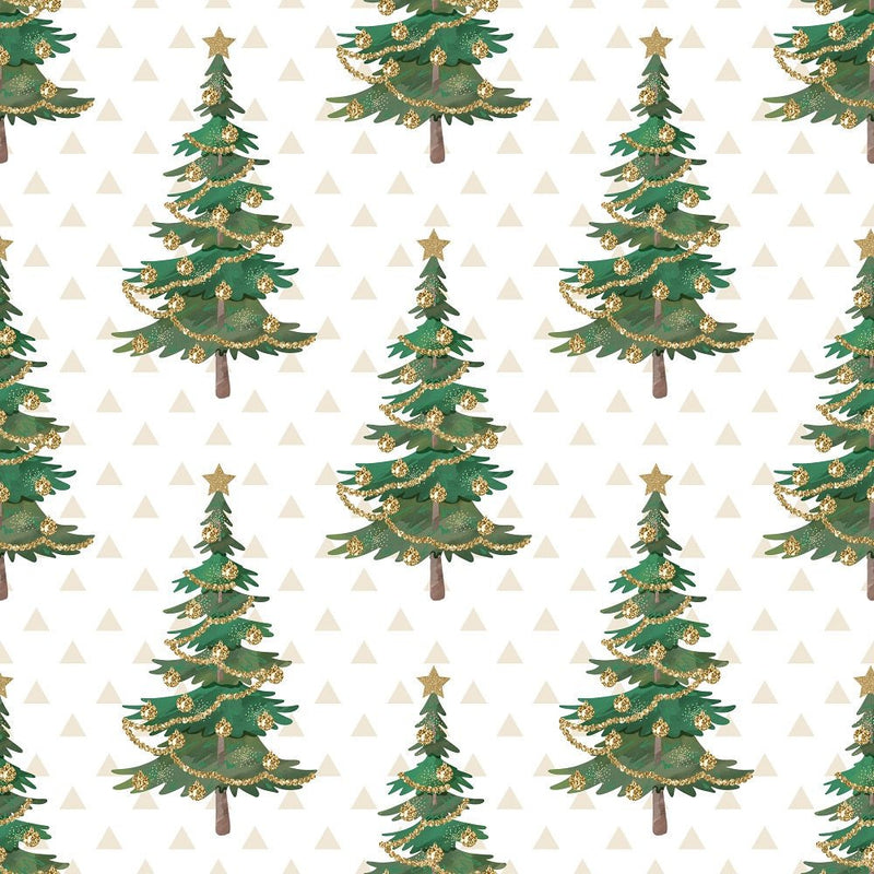 Christmas Trees & Triangles Fabric - Tan - ineedfabric.com