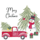 Christmas Truck, Snowman, & Gift Fabric Panel - ineedfabric.com