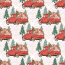 Christmas Trucks & Trees Fabric - Pink - ineedfabric.com