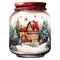 Christmas Two Story House in a Jar Fabric Panel - ineedfabric.com