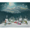 Christmas Village In The Mountains Fabric Panel - ineedfabric.com