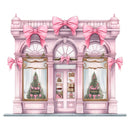 Christmas Wedding Storefront Fabric Panel - Pink - ineedfabric.com