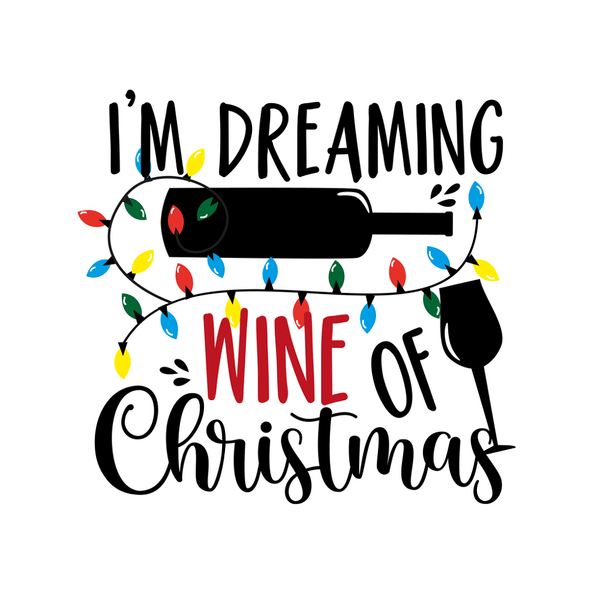 Christmas Wine & Lights Fabric Panel - White - ineedfabric.com