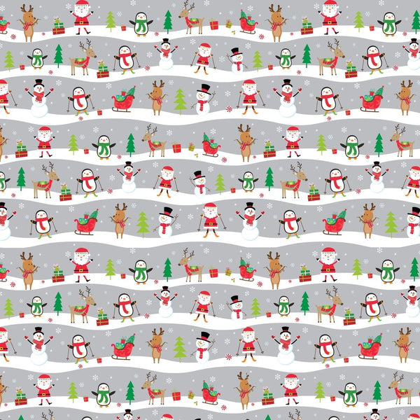Christmas With Friends Fabric - Silver - ineedfabric.com