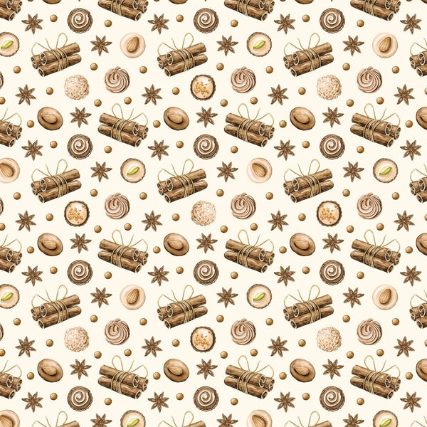 Cinnamon & Chocolate Candies Fabric - Tan - ineedfabric.com