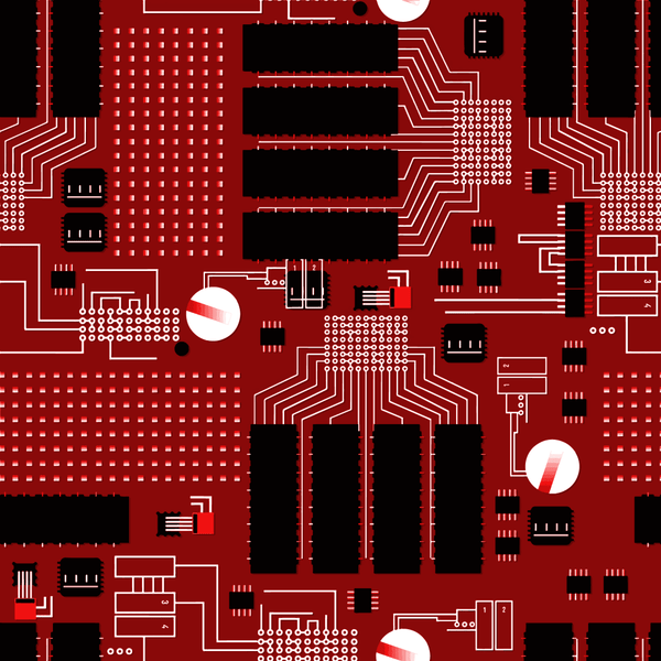 Circuit Board Fabric - Red - ineedfabric.com