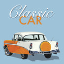 Classic American Car Fabric Panel - Blue - ineedfabric.com