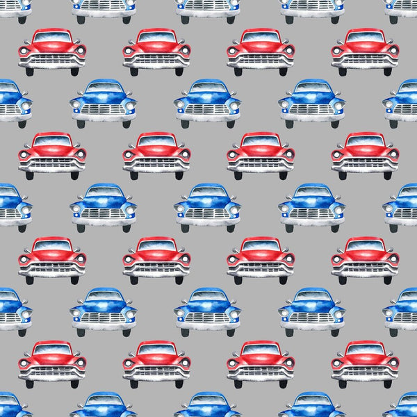 Classic Cars Allover Fabric - Gray - ineedfabric.com