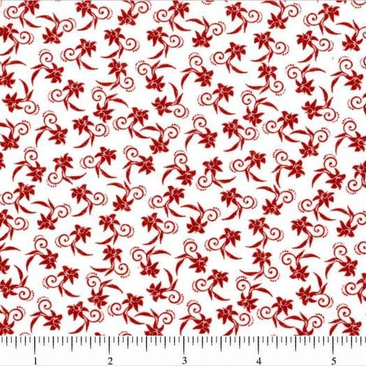 Classic Collection, Florals Fabric, Red on White - ineedfabric.com