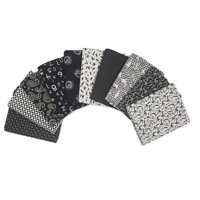 Classic Collection White and Black Fat Quarter Fabric Bundle - 10pk - ineedfabric.com