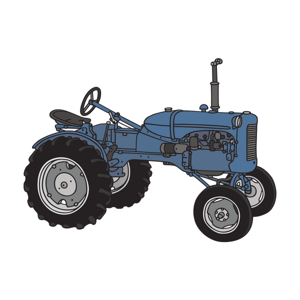 Classic Tractor Fabric Panel - Blue - ineedfabric.com