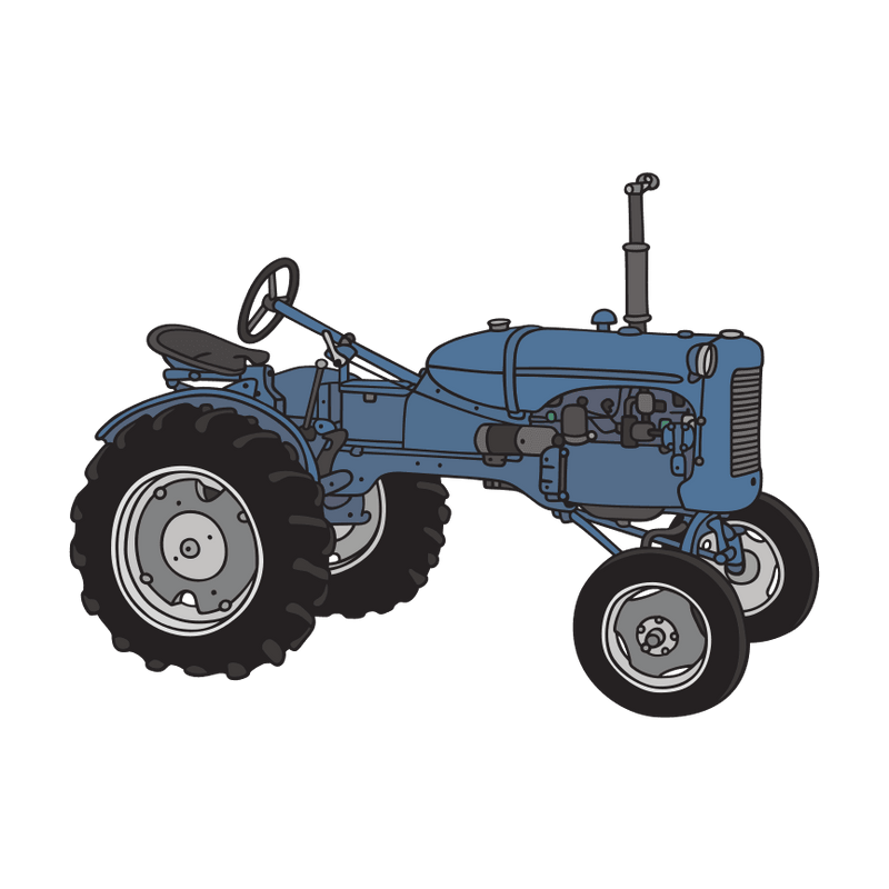 Classic Tractor Fabric Panel - Blue - ineedfabric.com