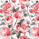 Classical English Roses Fabric - White - ineedfabric.com