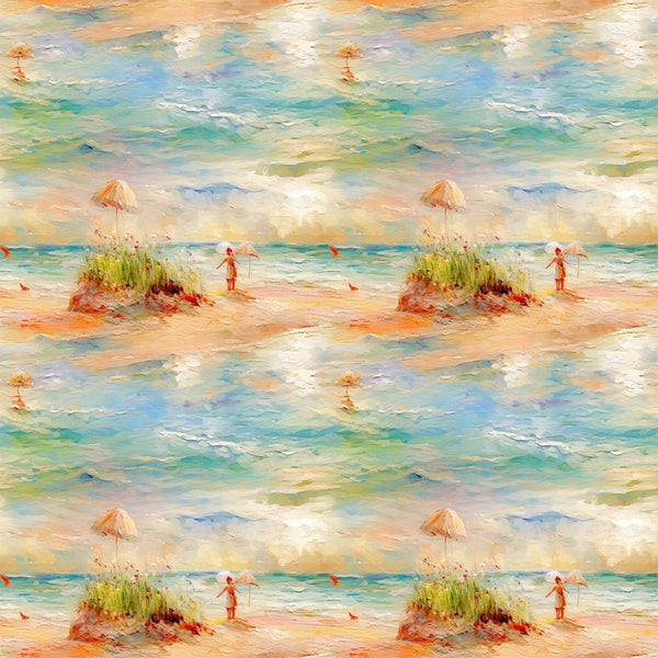 Claude Monet Beach Pattern 1 Fabric - ineedfabric.com