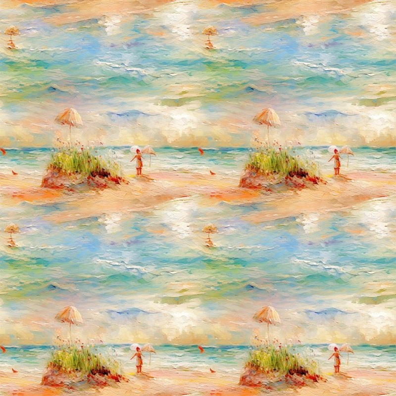 Claude Monet Beach Pattern 1 Fabric - ineedfabric.com