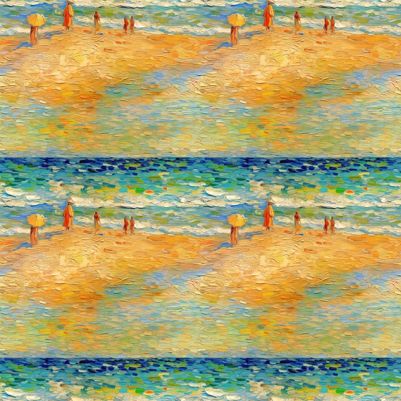 Claude Monet Beach Pattern 2 Fabric - ineedfabric.com