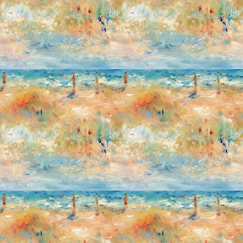 Claude Monet Beach Pattern 3 Fabric - ineedfabric.com