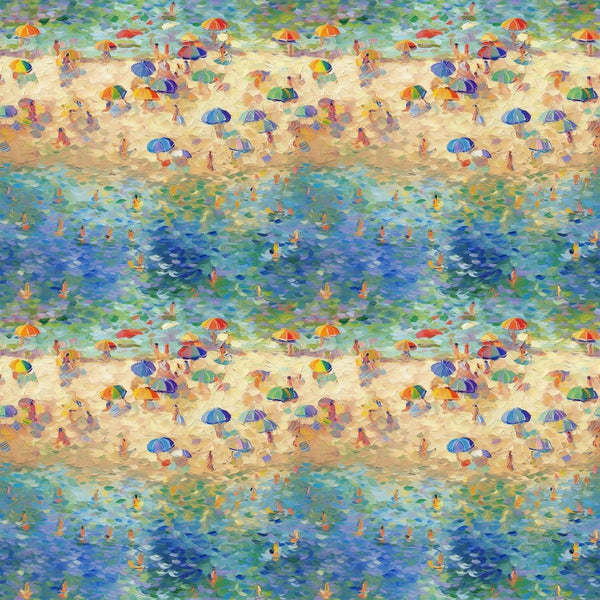 Claude Monet Beach Pattern 4 Fabric - ineedfabric.com