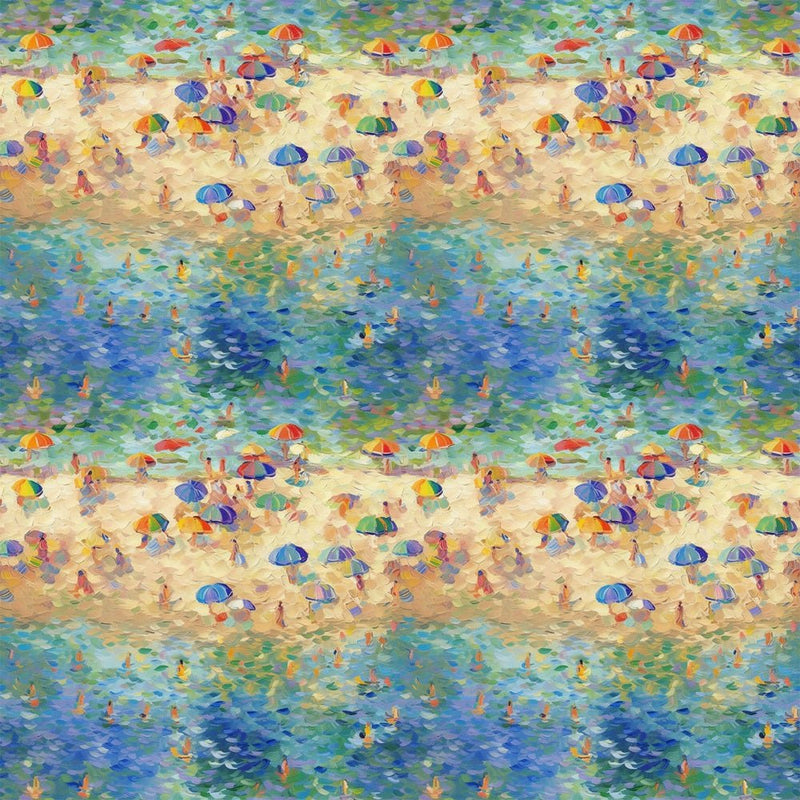 Claude Monet Beach Pattern 4 Fabric - ineedfabric.com