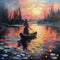 Claude Monet Sunset on a Boat Fabric Panel - ineedfabric.com