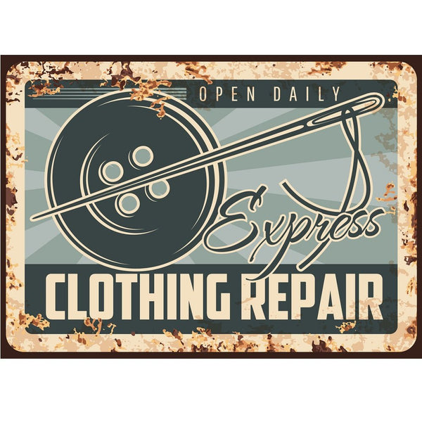 Clothing Repair Retro Sign Fabric Panel - ineedfabric.com
