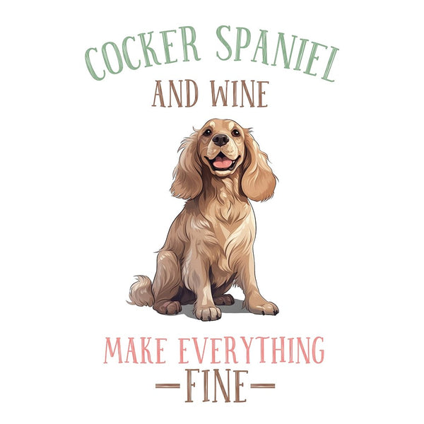 Cocker Spaniel & Wine Fabric Panel - ineedfabric.com