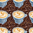 Coffee Cups and Beans Fabric - ineedfabric.com