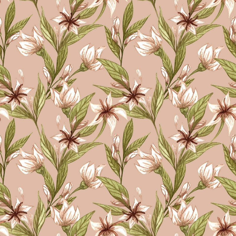 Coffee Flowers Fabric - Cream - ineedfabric.com