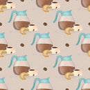 Coffee Pots on Irregular Dots Fabric - Tan - ineedfabric.com