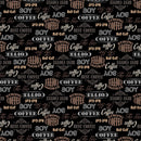 Coffee Shop Words Fabric - Black - ineedfabric.com