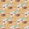Coffee & Sweets On Stripes Fabric - Brown - ineedfabric.com