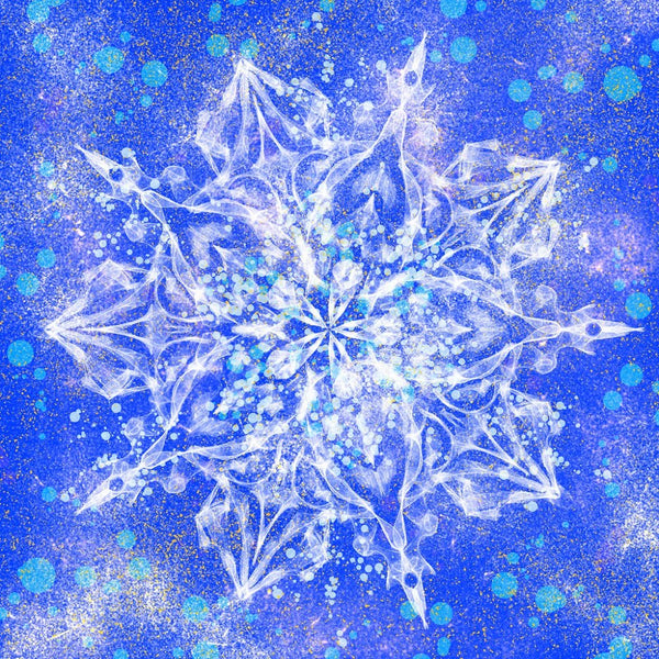 Cold Blue Snowflake Fabric Panel - ineedfabric.com