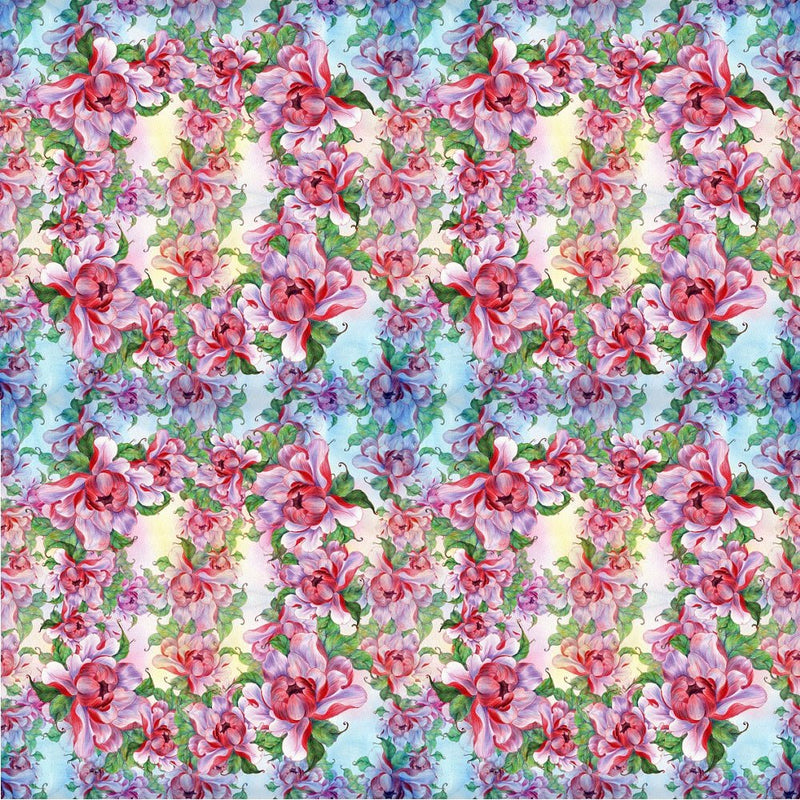 Collage of Peony Flowers Fabric - ineedfabric.com