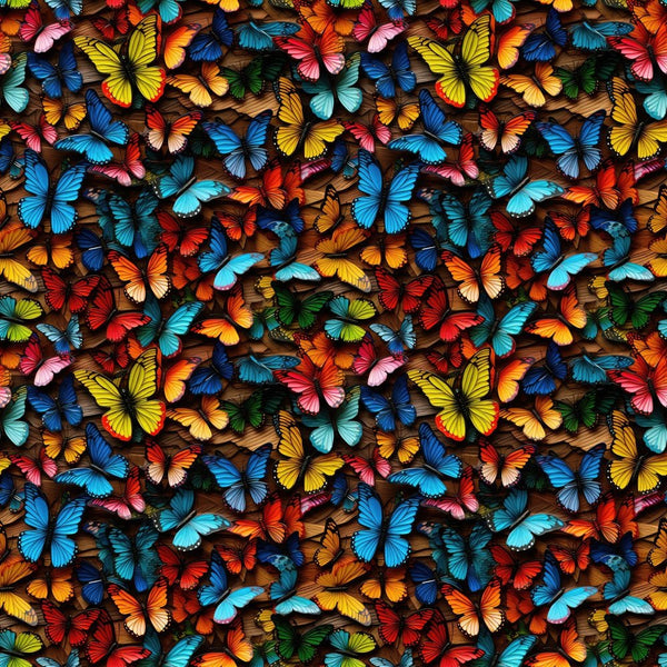 Colorful Butterfly on Wood Fabric - ineedfabric.com